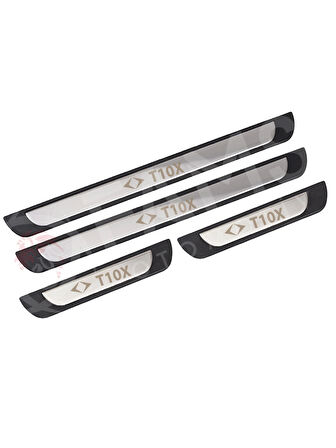 TOGG T10X 2022 Üzeri Krom Kapı eşiği 4 kapı Paslanmaz Çelik ABS Çerçeve T10X Yazılı