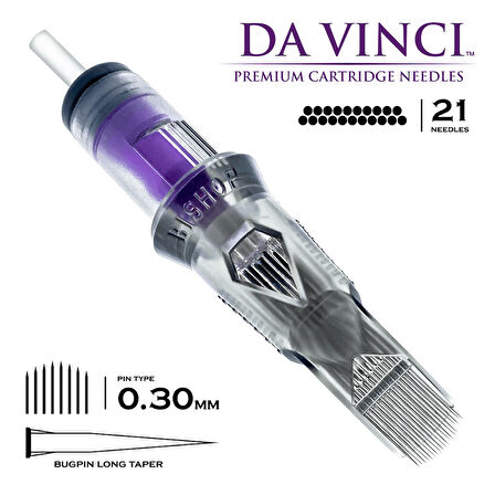 Bishop DaVinci V2 | 1021 CMLT | Curved Magnum Bugpin Long Taper Kartuş Dövme İğnesi