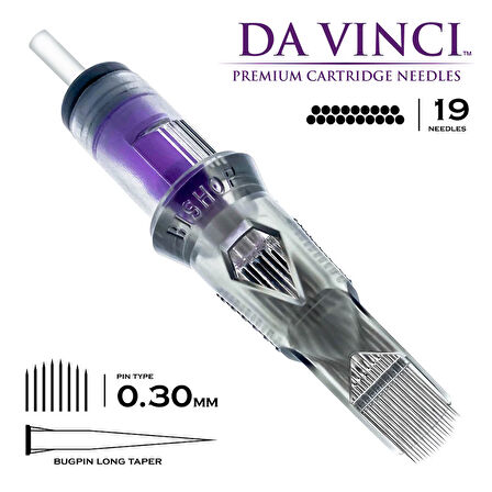 Bishop DaVinci V2 | 1019 CMLT | Curved Magnum Bugpin Long Taper Kartuş Dövme İğnesi