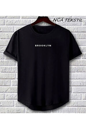 Broklyn Baskılı Original Ünisex Yazlık T-shirt Siyah