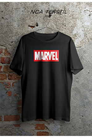 Marvel Baskılı Original Ünisex Yazlık T-shirt Siyah