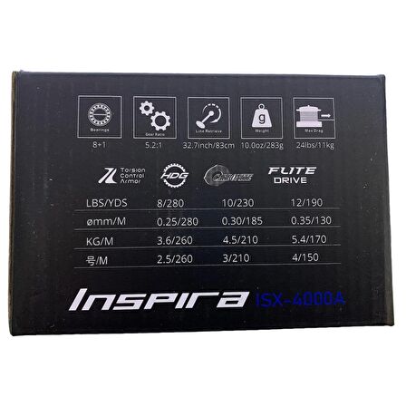 Okuma Inspira ISX-4000A Gunsmoke 8BB+1RB Spin Olta Makinesi