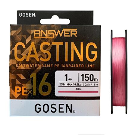 Gosen X16 Casting Answer PE 16 Örgü Spin İpi 150mt Pink 1PE-0.165mm