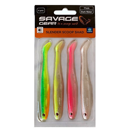 Savage Gear Slender Scoop Shad 11cm 7gr Dark Water Mix 4 Adet (İğnesiz)