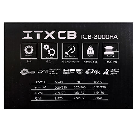 Okuma ITX CB ICB-3000HA 7+1BB Spin Olta Makinesi