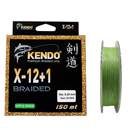 Kendo X-12+1 Braided 150mt 0.20mm Apple Green Örgü İp Misina