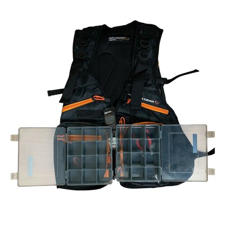 Savage Gear Pro-Tact Spinning Vest Balıkçı Yelek (Çift Organizer Kutulu ve Balıkçı Penseli)