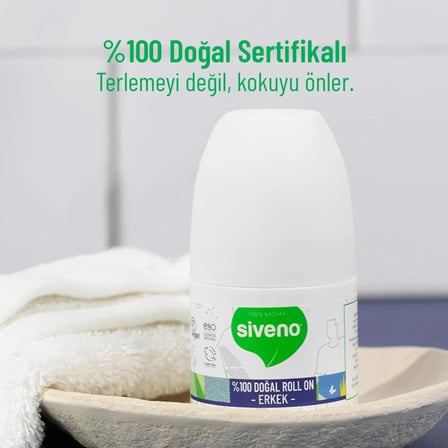Siveno   Doğal Roll-On Erkek Deodorant Ter Kokusu Önleyici Bitkisel Leke Bırakmayan Vegan 50 Ml X 2 Adet