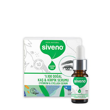 Siveno %100 Doğal Kaş ve Kirpik Serumu Bitkisel Yoğunlaştırıcı Canlandırıcı Yoğun Bakım Yağı Vegan 10 ml X 2 Adet