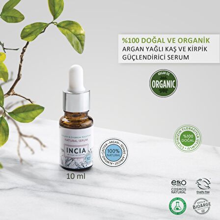 INCIA %100 Doğal Kaş Ve Kirpik Güçlendirici Serum Bitkisel Yoğunlaştırıcı Yoğun Bakım Yağı 10 ml 2 X Adet