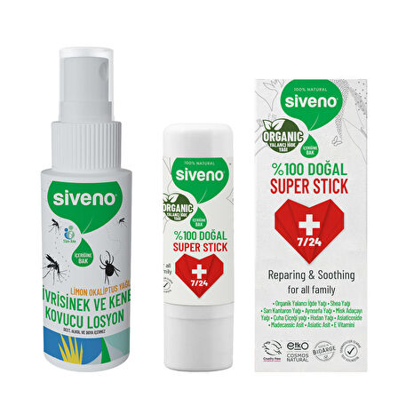 Siveno Sivrisinek Ve Kene Kovucu Sprey Krem 50 ml & Siveno %100 Doğal Super Stick 6 G Set