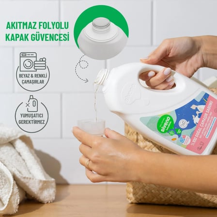 Siveno Siveno %100 Doğal Bebek Çamaşır Sabunu Kendinden Yumuşatıcılı Bitkisel Deterjan Vegan 1000 ml X2 Adet