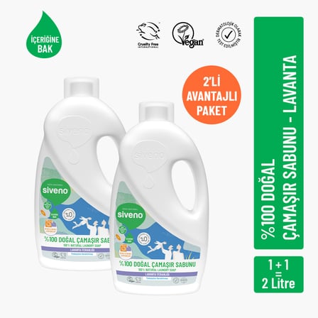 Siveno  Doğal Çamaşır Sabunu Lavanta Yağlı Kendinden Yumuşatıcılı Bitkisel Deterjan 1000 Ml X2