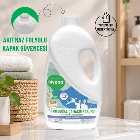 Siveno  Doğal Çamaşır Sabunu Lavanta Yağlı Kendinden Yumuşatıcılı Bitkisel Deterjan 1000 Ml X2