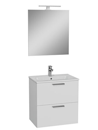 VitrA Mia 75021 Banyo Dolabı Seti, Çekmeceli, 60 cm, Parlak Beyaz