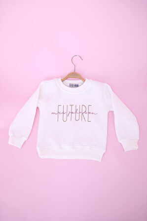 Kız Çocuk Üst  Future Sweat  Baskılı Bisiklet Yaka Sweatshirt  Üç İplik 111