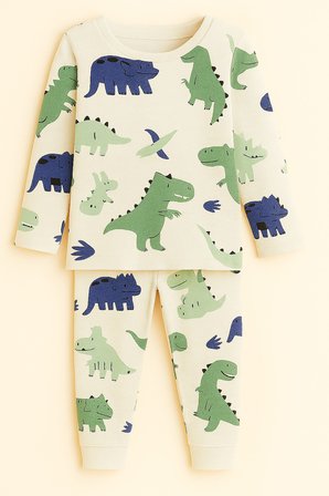 Erkek Çocuk Pijama Takımı Desenli Pamuklu Uzun Kollu Pijama Takımı 2-6 Yaş