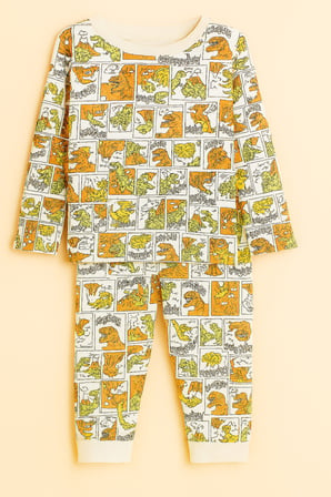Erkek Çocuk Pijama Takımı Desenli Pamuklu Uzun Kollu Pijama Takımı 2-6 Yaş