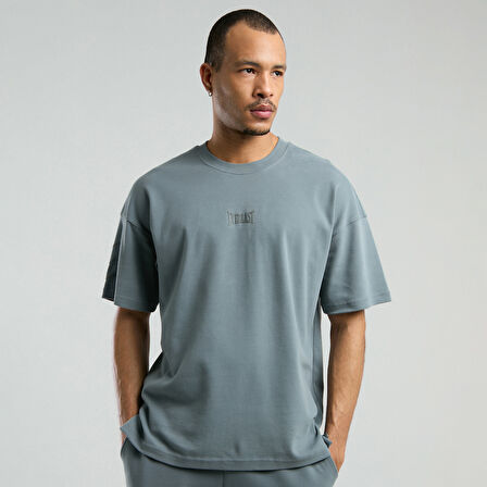 Everlast Ever Relaxed Oversize Erkek Gri T-Shirt