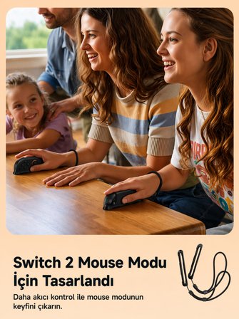 N Switch 2 Joy Con Strap Mouse Modu Uyumlu İkili Bileklik Askısı (Siyah)