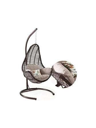 Lucas Exlusive Kule Rattan Hamak Salıncak (Minder Hediyeli) Kahverengi