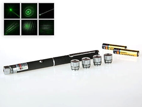 Yeşil Lazer Pointer 8000 mW  5 Başlıklı