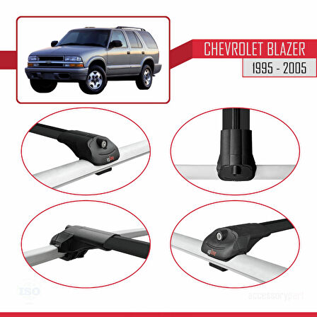 Chevrolet Blazer 1995-2005 Arası ile Uyumlu ACE-1 Ara Atkı Tavan Barı Siyah 2 Adet