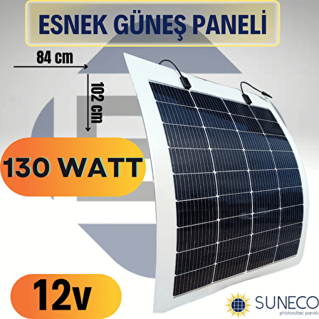 130 Watt Yarı Esnek Güneş Paneli Half Cut Monokristal Solar Güneş Paneli Karavan Tekne