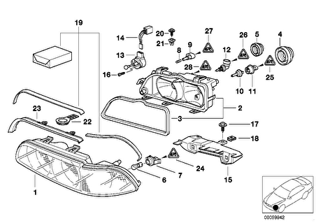 BMW E39 FAR CAMI SOL 1996-03 TEK 63128375301 