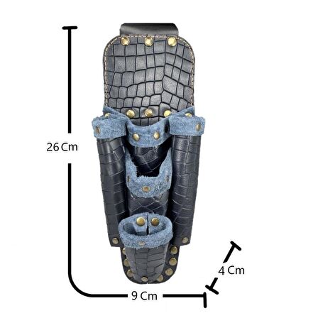 Hakiki Deri CA105 Elektrikçi Teknisyen Bel Çantası Kroko Lacivert