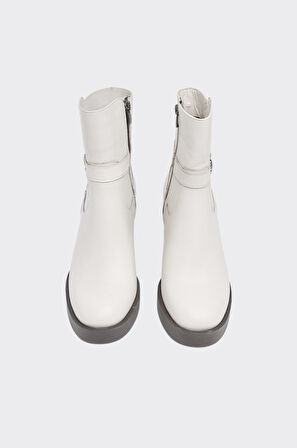 Hakiki Deri Kalın Topuk Kadın Bot