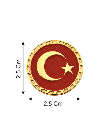 Türkiye Bayrak Kırmızı Rozet 2.5 cm - Gold Görümümlü