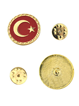 Türkiye Bayrak Kırmızı Rozet 2.5 cm - Gold Görümümlü