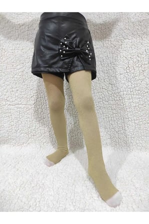 Simli Diamond Kız Çocuk Külotlu Çorap - Altın Beyaz Rengi Premium Children Pantyhose