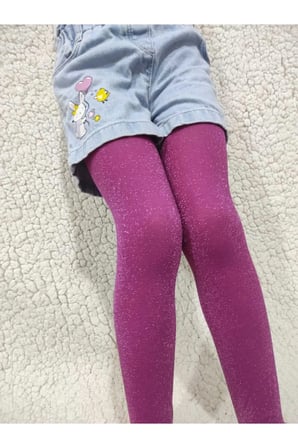 Simli Diamond Kız Çocuk Külotlu Çorap - Fuşya Rengi Premium children pantyhose