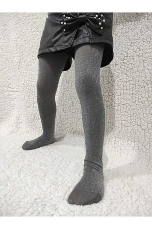 Simli Diamond Kız Çocuk Külotlu Çorap - Grafit Rengi Premium Children Pantyhose