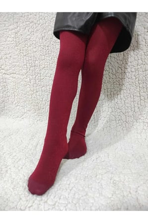 Simli Diamond Kız Çocuk Külotlu Çorap - Şarap Rengi Premium children pantyhose