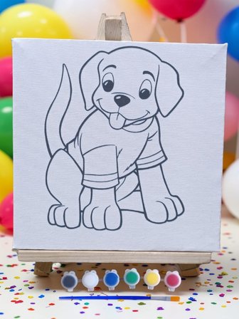 Çocuklar İçin Tuval Boyama Seti Mod2 19x19 Cm (Tuval, Şövale, Fırça ve 6 Renk Akrilik Boya Seti)