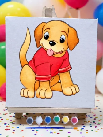 Çocuklar İçin Tuval Boyama Seti Mod2 19x19 Cm (Tuval, Şövale, Fırça ve 6 Renk Akrilik Boya Seti)