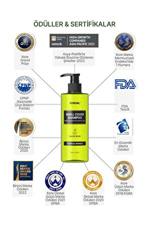 Gençler İçin Sebum Dengeleyici Şampuan KUNDAL Smell Cover Shampoo 400ml (Tropical Mango)