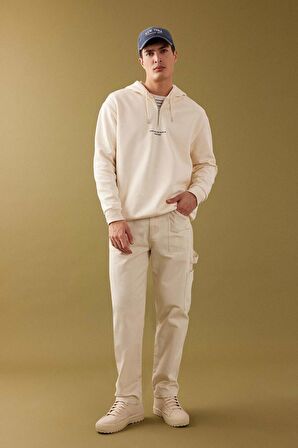 DeFacto Oversize Geniş Kalıp Kapüşonlu Fermuarlı Sırt Baskılı Sweatshirt B4805AX24SPER42