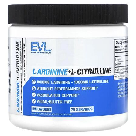 EVLution Nutrition L-Arginine+l-Citrulline Unflavored 5.29 oz (150 g)