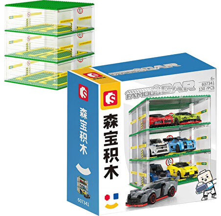 Sembo Block Famous Cars Araç Park Yeri 6 Araç Için 130 Parça Yapı Blokları  ile Uyumlu (607341)