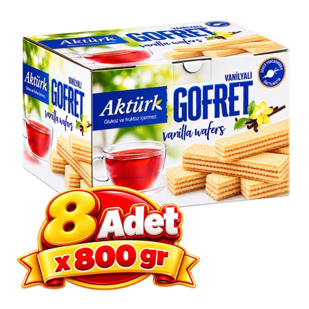 Aktürk Gofret Vanilyalı 800 gr x 8 Kutu
