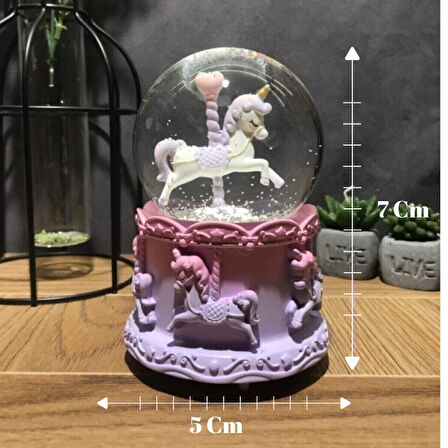 Dekoratif Mini Kar Küresi Unicorn (7cmx5cm)