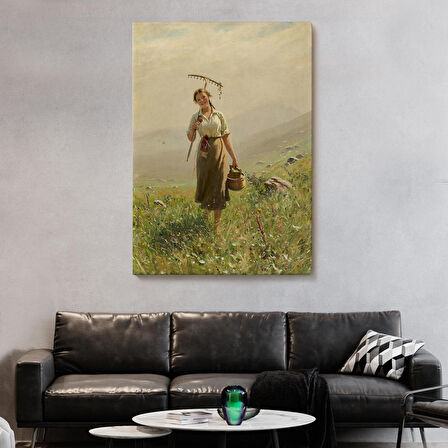 Çayırda Yüreyen Köylü Kızı Duvar Tablosu-6324