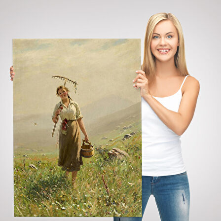 Çayırda Yüreyen Köylü Kızı Duvar Tablosu-6324