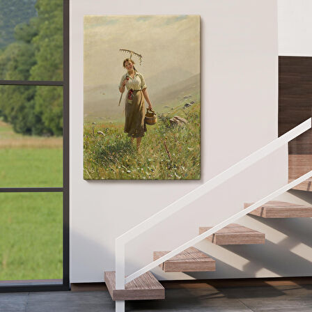 Çayırda Yüreyen Köylü Kızı Duvar Tablosu-6324