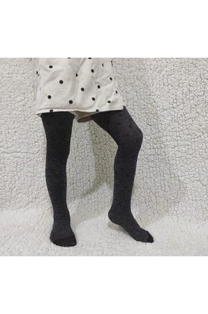Parlak Stil Simli Siyah Kız Çocuk Külotlu Çorap - Shiny Stil Pantyhose