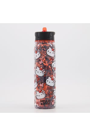 Hello Kitty Temalı Parıltılı Eğlenceli Suluk - Pipetli Kırmızı Çift Katmanlı Matara⁠ 585ml